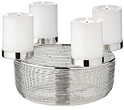 EDZARD Rio Advent Wreath, Nickel-Plated Stainless Steel, Highly Polished, Diameter 26 cm, for Pillar Candles Diameter 6 cm