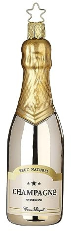 Inge-glas - Christbaumschmuck, Weihnachtsbaumschmuck - Salutations! - Glas - Farbe: Silber, Gold - Höhe 14 cm, 10178S022, Champagner Salutations! Gold 14cm