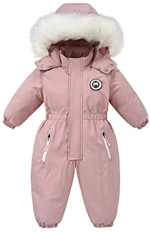 Bebé Niñas Traje de Nieve Mono Niños Impermeable Mameluco Chaquetas de Esquí Traje Niños Lana Abrigo Antivento Desgastar Rosado 3-4 Años