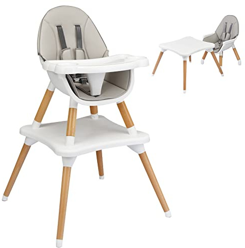 LIFEZEAL Tronas 2 en 1 de bebés, silla de comer, asiento elevador con con cinturón de seguridad y bandeja extraíble, trona transformable en mesa y silla, apto de 6 meses a 3 años (Gris)