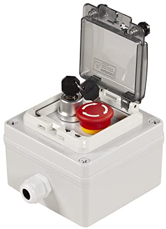 Push Button Box ip67 with Emergency Stop Button Lock Push Button Key Switch with Protective Cover Anti-misoperation Switch(ac/dc 6a-110v/3a-240v/2.5a-380v)