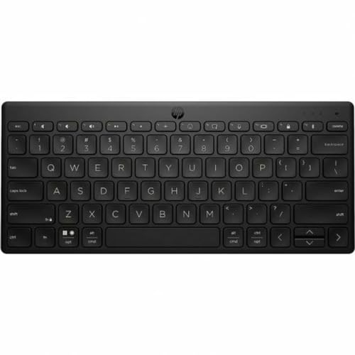 HP 350 - Teclado inalámbrico compacto Multidispositivo (Bluetooth 5.2, Windows, macOS, iPadOS, Chrome OS, Android, iOS ) Qwerty Español, Color Negro