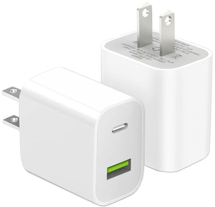 2 Pack USB C Charger Block, Dual Port Type C Wall Charger Fast Charging 20W Power Adapter Cube for iPhone 14/14 Pro/14 Pro Max/14 Plus/13/12/11, XS/XR/X, iPad, Samsung, More