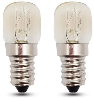 EASYIVY Lampadina da Forno E14 300 Gradi, T22 Lampada di Sale Dimmerabile Bianca Calda 2700K, E14 Lampadina per Forno, Microonde, Frigorifero, 2 Pezzi