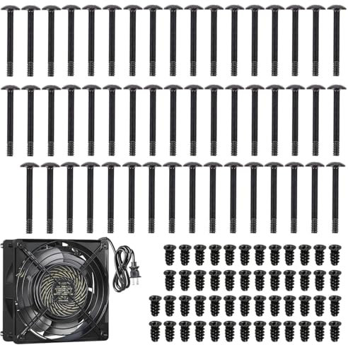 ACTIUSIS Viti Ventola Case, Pacchetto Accessori Riparazione Computer Laptop PC, Kit Viti Ventola Case Computer da 100 Pezzi, Lungo e Corto, 2 Tipi di Viti, Nero
