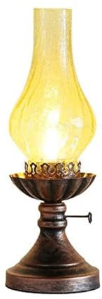 Glasfotogenlampa American Retro Nostalgic Bordslampa - Antik Järn Orkanlykta För Kök Sovrum Inomhusbruk Oljelykta(Color:Gul)