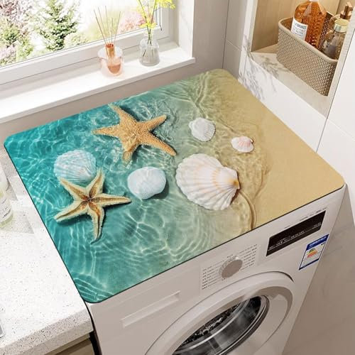 YeahBoom Housse de Machine à Laver,60x60 cm Tapis de Protection Antidérapant pour Dessus de Machine à Laver,pour Machine à Laver,Sèche-Linge,Cuisines,Salles de Bains,Camping Cars