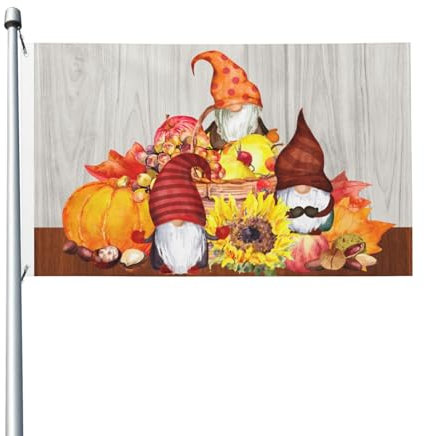Coloré Drapeau en polyester Courge naine tournesol automne bois fond durable Drapeau saisonnier 90x150 cm pour dortoirs,balcon,Décoration intérieure