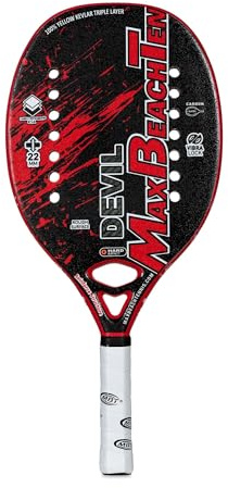 MBT DEVIL, Racchetta Beach Tennis 100% Yellow kevlar e carbonio - Trattamento ruvido- Eva High Power – Leggera e Bilanciata – Profilo 22 mm - Custodia inclusa