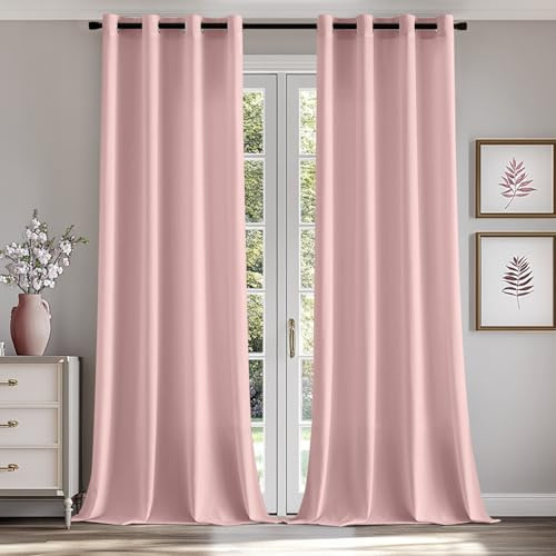 MIULEE Tende per interni Tende Trasparenti per Camera da Letto Finestra Moderne Tenda Salotto Soggiorno 2 Pannelli 140x260cm Rosa