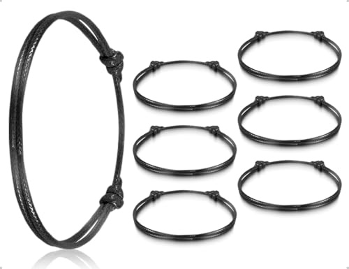 AOYEGIC 6 Stück Armband,Herren Damen Verstellbares Geflochtenes Bracelet,verwendet für Alltag Outdoor Freizeit Alltagskleidung,Sport,Partys,Geburtstage,Jubiläen(Schwarz)