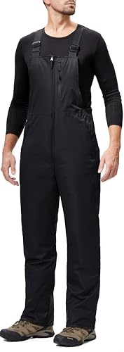 DAFENP Pantaloni Sci Uomo Inverno Salopette Neve Impermeabile Pantaloni Snowboard Isolata Antivento Caldo Pantaloni Softshell con Tracolla Regolabile e Tasche Multiple HXK9129M-Black-XL