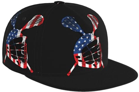 QANCOSI Lacrosse Helmet American Flag Baseball Cap Men Hip Hop Cap Flat Brim Hat Women Sun Hats Adjustable Snapback