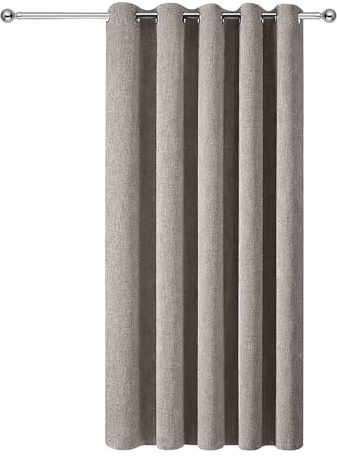Aspire Homeware 100% Blackout Eyelet Curtains for Bedroom Mocha 66”x84” | Faux Linen Thermal Curtain for Living Room 84Drop Heat Blocking Energy Saving Privacy Black out Curtain 1 Panel with Tieback