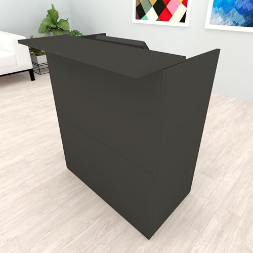 Henor Bancone Reception TIRÓN. 110 x 50/65 x 107 cm. Legno Con tavolo interno. Ideale per ufficio, reception, attenzione, commercio. Grafite Opaco