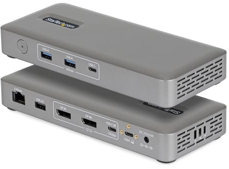 StarTech USB4-dockningsstation, drivrutinslös Dual 4K för macOS och Windows, universell USB-C-docka med 100 W laptopladdning och 2,5 GbE