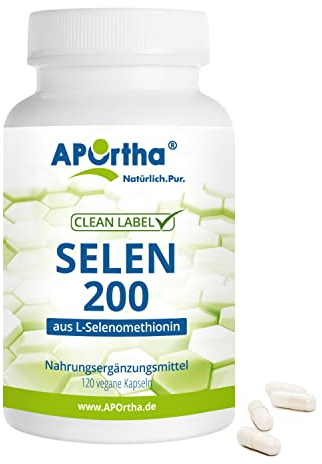 APOrtha® Selen Kapseln 120 Stück I Selen 200 µg aus L-Selenomethionin I Organisch gebundenes Selen hochdosiert und leicht zu schlucken I Bestes Selen 200µg I vegan, hefefrei, glutenfrei, sojafrei