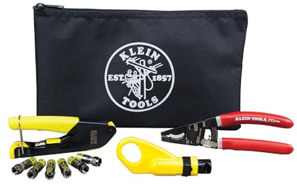 Coax Installation Kit with F Connectors, Cable Cutter, Compression Tool, Stripper, More Klein Tools VDV026-211