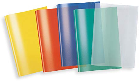 HERMA 20214 Heftumschläge A5 Transparent Bunt, 5 Stück, Hefthüllen aus strapazierfähiger & abwischbarer Polypropylen-Folie, durchsichtige Heftschoner Set für Schulhefte, farbig