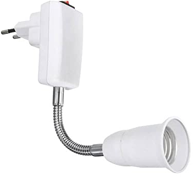 CABLEPELADO Portalampada E27 con interruttore, adattatore europeo E27, rotazione a 360° con braccio flessibile, interruttore on/off, adatto per camera da letto, cucina, corridoio, lettura