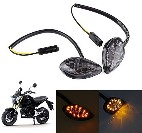 Tbest clignotant goutte d'eau moto,1 Paire Moto Flush LED Clignotants Lumière Super Bright LED Clignotant Lampe Indicateur De Moto Ambre replacement pour Grom 2014-2016