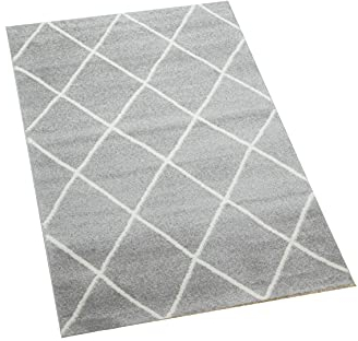 Teppich-Traum Skandinavischer Stil Wohnzimmerteppich Rautenmuster - pflegeleicht - grau Creme weiß Größe 80x150 cm