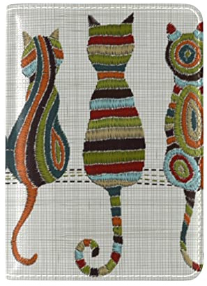 Disegno Di Arte Del Bambino Del Gatto Copertura del Titolare di un Porta Passaporto Custodia in Vera per Viaggio Pelle Uomo Donna
