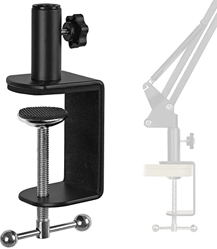 Frgyee Abrazadera de Soporte de Mesa Resistente, Abrazadera de Montaje de Mesa de Metal para Micrófono Suspensión Brazo, con Tornillo Ajustable, para Hasta 2,4 Pulgadas, 6 cm de Grosor de Mesa