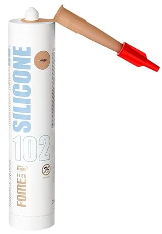 Beige Silikon Bad Dichtmasse [310 ml] - Professionelles Silikon Wasserdichtes Sanitärsilikon - Sanitärsilikon Badezimmer, Rinnen und Fensterabdichtung von Fome Flex