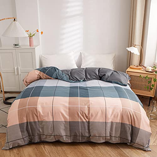 KYKHT Parure de lit - Housse de couette 150x200 cm - Housse de couette à carreaux multicolores - Ensemble de draps avec fermeture éclair - Pour couette double