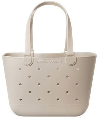 Simple Modern Sac de Plage en Caoutchouc Grand Sac Étanche avec Poche Zippée pour la Plage, la Piscine, le Bateau, les Courses, le Sport | Collection Getaway | Almond Birch | Large