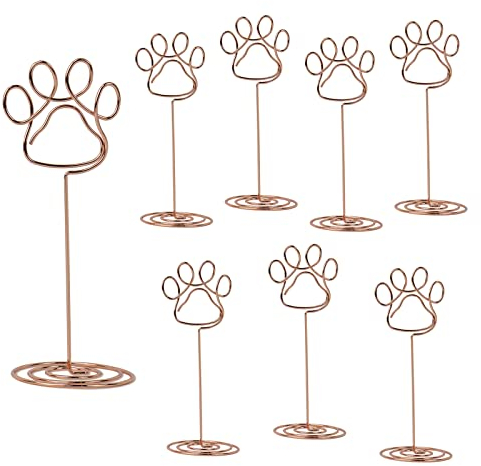 Ctpeng Fotohalter mit Klammern 20 Stück,Bilderhalter Tischnummernhalter,Kartenaufsteller Tisch für Büro,Hochzeit(Katzenkrallenmuster,Roségold)
