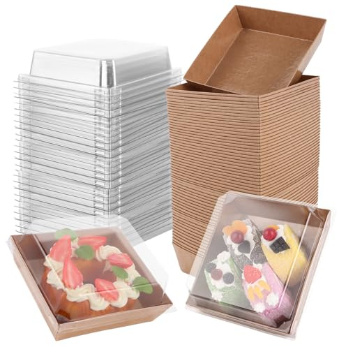GBACHOOSE 75 cajas de transporte para tartas de cartón, 13,5 x 12,5 x 6,5 cm, cajas de cartón para tartas, cupcakes, cajas de transporte para tartas con tapa, caja de bento para tartas, sándwiches
