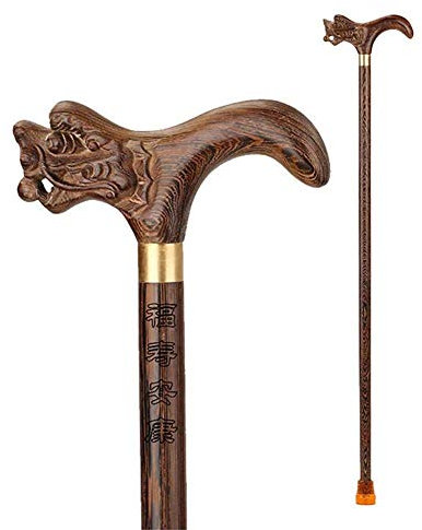 QHFTREX Bastón de Madera para Caminar, bastón para Ancianos, muletas de Madera de secuoya, Mango de Madera Maciza Antideslizante (E) powerfully