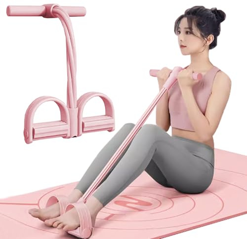 6-Tube Pedal Puller Resistance Rope,Foot Pedal Resistance Band,Yoga Elastic Exercise Bands, for Women Jump Fitness, Abdomen/Arm Weight/Waist/Leg Stretching Slimming Training(Pink)
