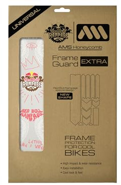 Kit de protection de cadre VTT en film PVC résistant de 380 µm contenant 10 pièces universelles. Installation facile sans bulles qui est également résistant aux UV et ne jaunit pas RBR Freeride White