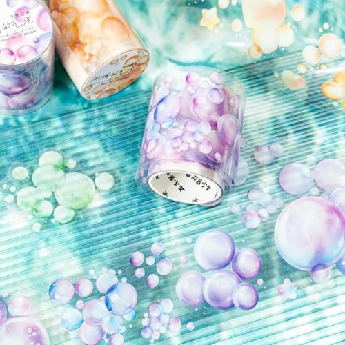 MisKepaa Set di 6 adesivi per album di ritagli, in PET Bubble Washi Tape Aesthetic Stickers,Decorativi per diario,Bullet Journaling,Travel Diary,Photo Album,Notebook (Bubble)