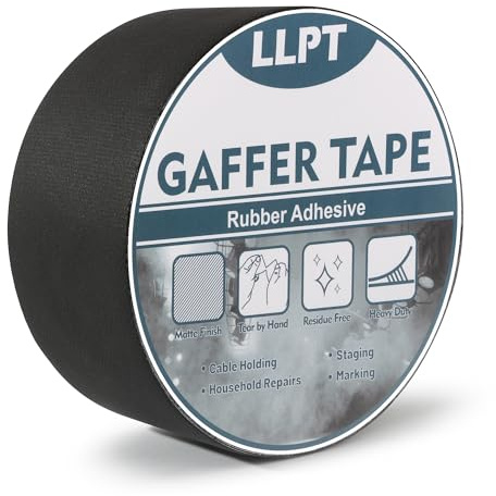 LLPT Gaffer professionell kvalitetstejp svart 50 mm x 15 m gafferband | Matt, icke-reflekterande, lätt rivning, ingen rester, robust flipband för fotokablar