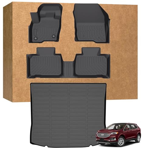 Floor Mats for Ford Edge 2015-2025 (for SE/SEL/SEL Plus/Titanium/Sporrt/ST/ST-Line), TPE Waterproof Non-Slip All Weather Protection Custom, Floor Mats & Cargo Liner