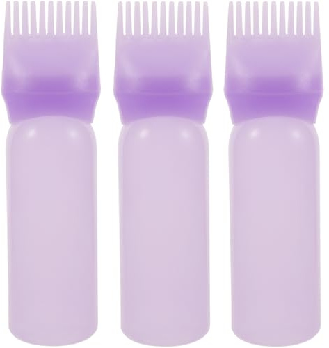 Sewroro Lot de 3 Flacons Applicateurs Peigne pour Racines Violets Flacons Applicateurs pour Coloration Capillaire et Huile Capillaire Bouteille Precision pour Soins Cheveux à Domicile