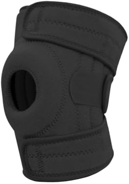 NFEKLFI knävärmare knäskydd 1 st stöd med sidosstabilisatorer justerbart stöd med patella gel vadderad omslag för män kvinnor, Svart-1 st, en storlek