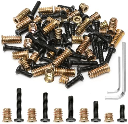 35 Pcs Threaded Insert Bolts for Wood, 5 Sizes M6 Furniture Threaded Connector, Insert Bolts and Nuts Set for Wooden Furniture Fixing（ M6x16/20/25/30/35mm ）