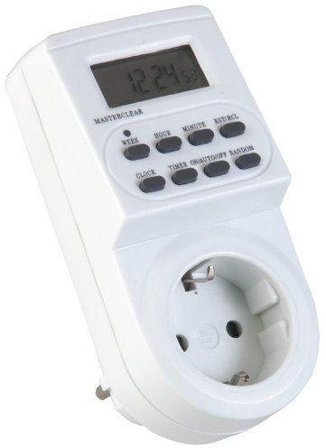 Unitec 46401 Digitale Zeitschaltuhr Innen-Bereich, Tages- und Wochenprogrammierung, LCD Anzeige,230 Volt, Steckdose, weiß