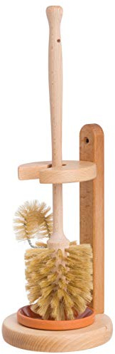 WC Bürste, Holz Klobürste mit WC Ständer aus Buchenholz, Bürste mit Randreiniger