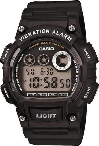 Casio W-735H Series | Digital Watch | Vibration Alert | Super Illuminator LED | 10-Year Battery | 100M Water Resistant | Stopwatch | Dual Time