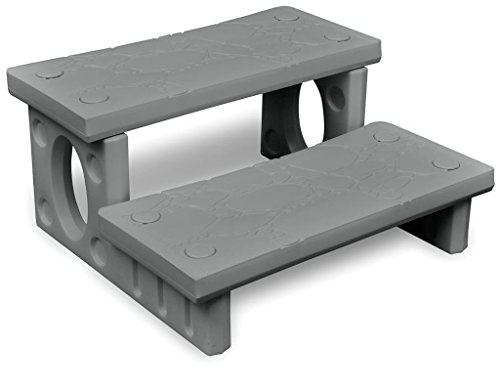 pedkit Instegstrappa bubbelpool trappa plast spa trappor instigningshjälp halkfri med 2 nivåer grå 70 x 65 x 34 cm (L x B x H)