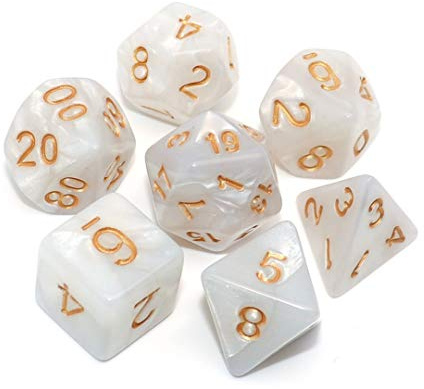 CREEBUY DND - Juego de dados blancos perla para Dungeon and Dragons D&D Pathfinder MTG, juegos de rol, dados poliédricos RPG