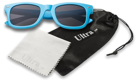 Ultra Kids Sunglasses UV400 Protection - Classic Retro Style for Boys & Girls, Ages 10-16, Lightweight Durable Shades - Light Blue