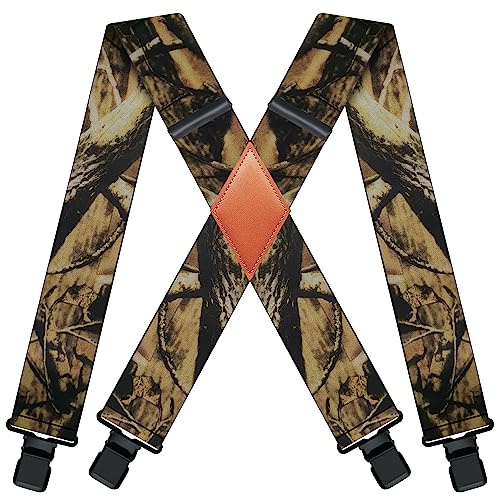 QCWQMYL Camo Hosenträger für Herren – robuste Clips – Jagd- und Arbeits-Hosenträger – 5,1 cm Herren-Hosenträger, 5,1 cm / B1/Camo Gelb/Schwarz Clips, Einheitsgröße