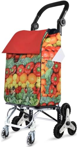 Carrello Della Spesa Pieghevole, Carrello Del Supermercato Per Carichi Pesanti, Con Tre Ruote In Gomma, Comodo Per Salire Le Scale, Carrello Della Spesa, Con Borsa Impermeabile Di Grande Capacità ( Co